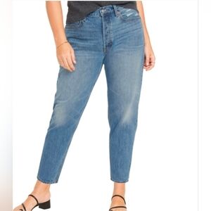 Old Navy Women Blue Denim High Rise Slouchy Taper Straight Jeans Size 6
